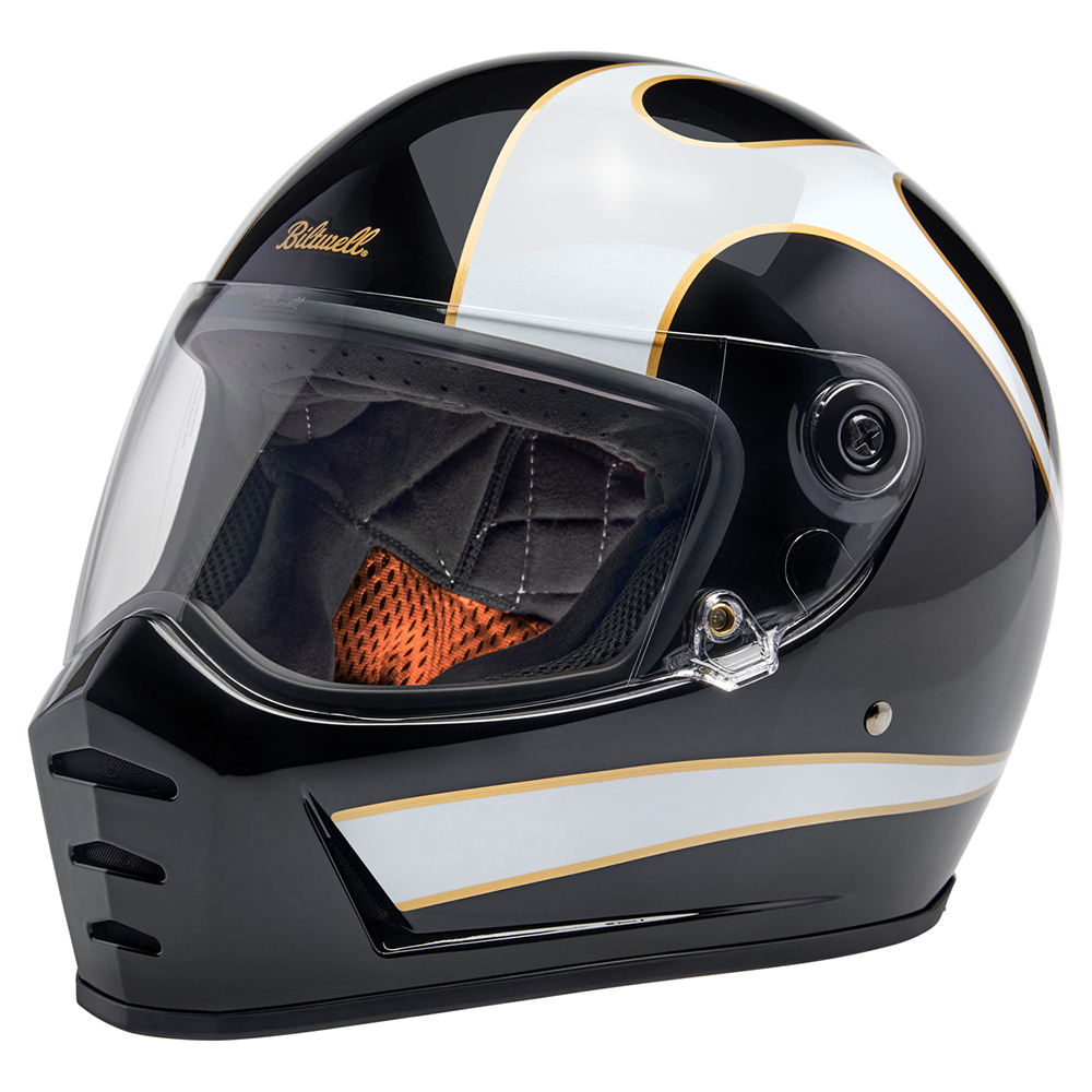 Biltwell Lane Splitter ECE R22.06 Road Helmet Gloss Black/ White Flames