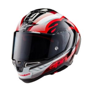 Alpinestars Supertech R10 Road Helmet Team Black Carbon/Red/White Gloss - Image 1
