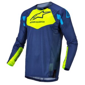 Alpinestars Techstar Factory Motocross Jersey Dark Blue/Yellow Fluoro/Blue Neon - Image 1
