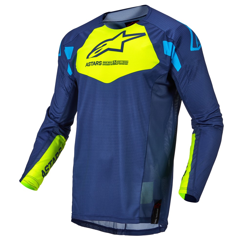 Alpinestars Techstar Factory Motocross Jersey Dark Blue/Yellow Fluoro/Blue Neon