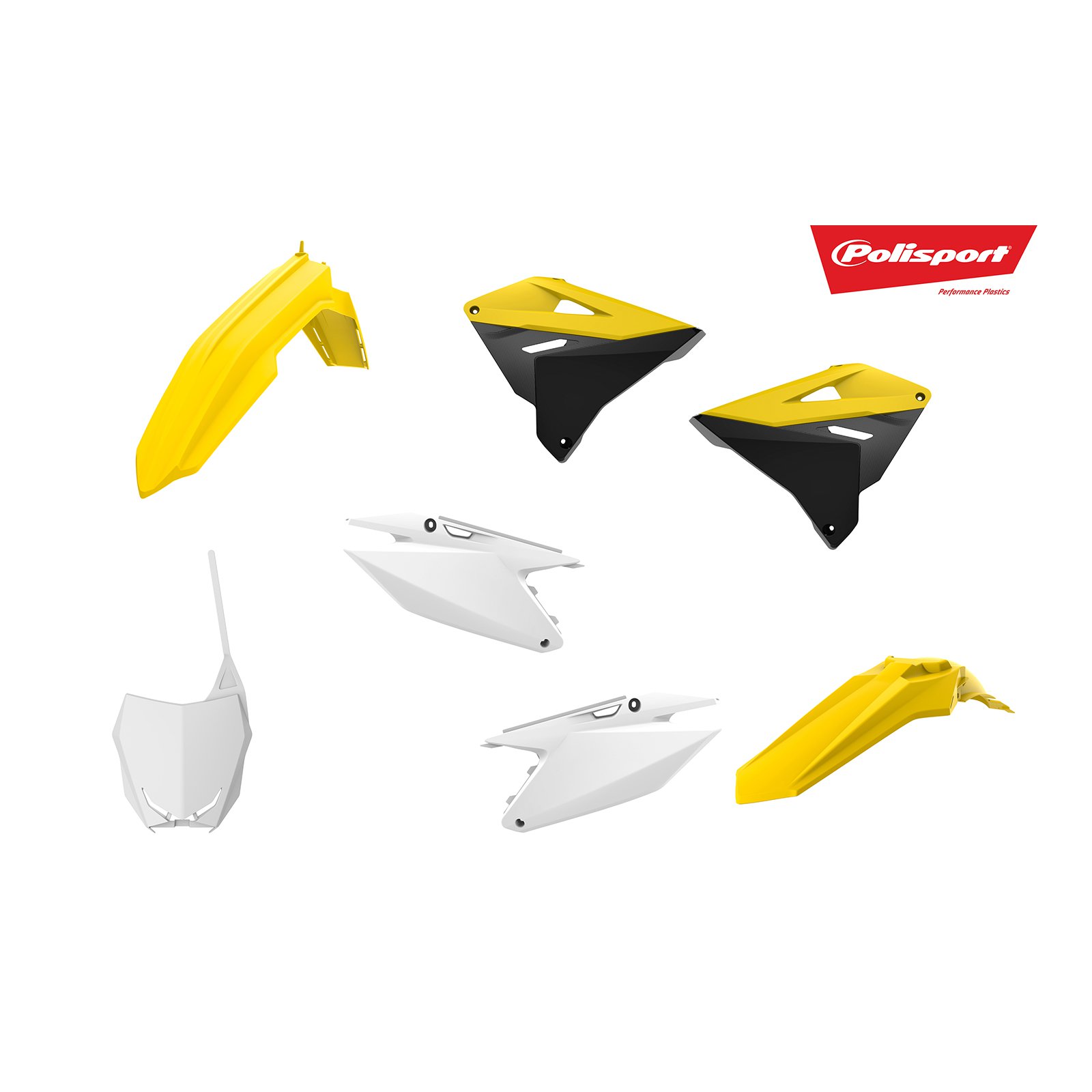 POLISPORT MX RESTYLING KIT SUZ RM125/250 01-08 - OEM WHT/YEL - Image 1