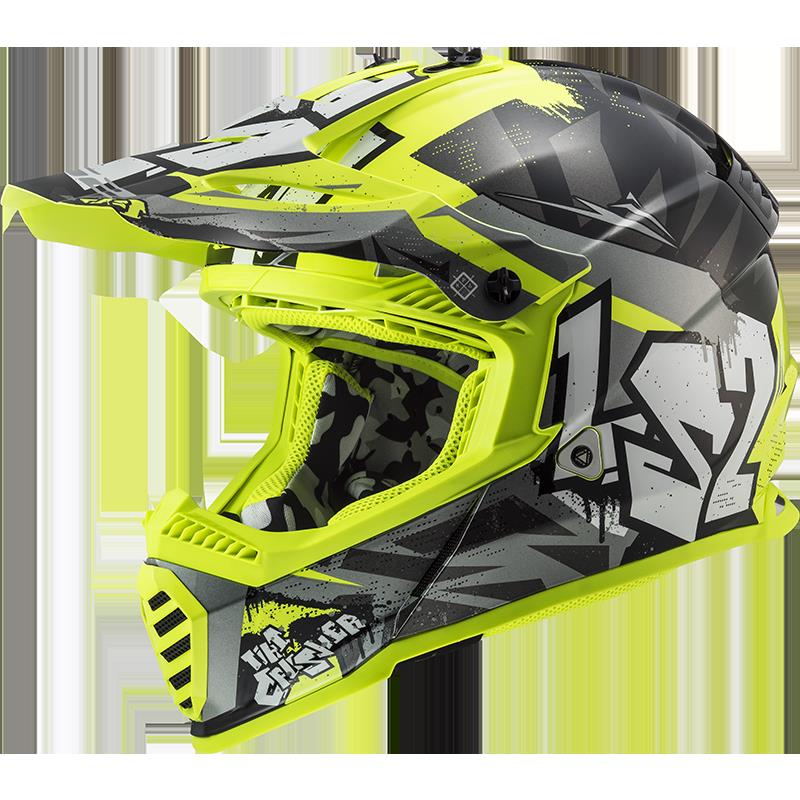 Motocross Helmet LS2 MX437J Fast Mini Evo Youth Crusher Black/Grey/Hi-Vis Yellow