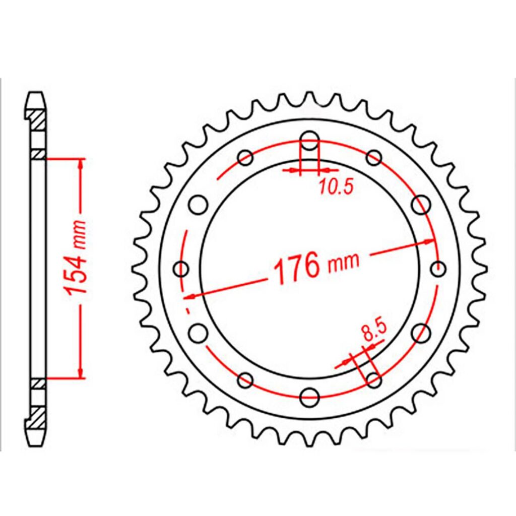 SPKT REAR OE STEEL 1340 44T #530
