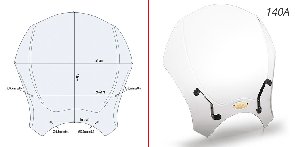 Givi UNIVERSAL MINI CLEAR 35x41cm EX-DEMO (NEEDS AL__A FITTING KIT)