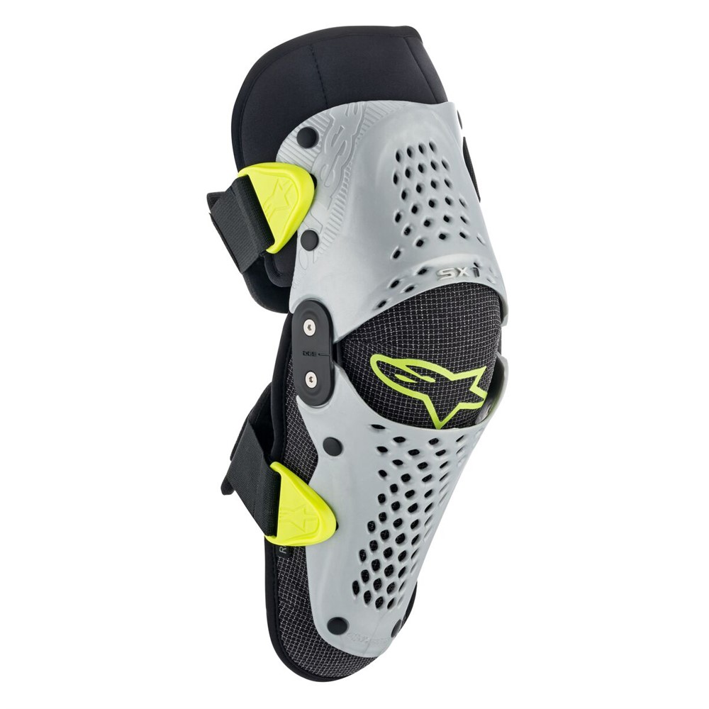 Alpinestars SX-1 Youth Knee Guards Silver/Yellow Fluoro