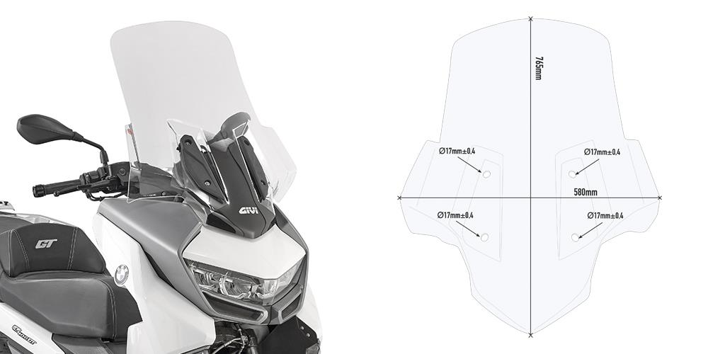 GIVI SCREEN BMW C400GT '19-> CLEAR 76.5x58cm (NEEDS D5132KIT)