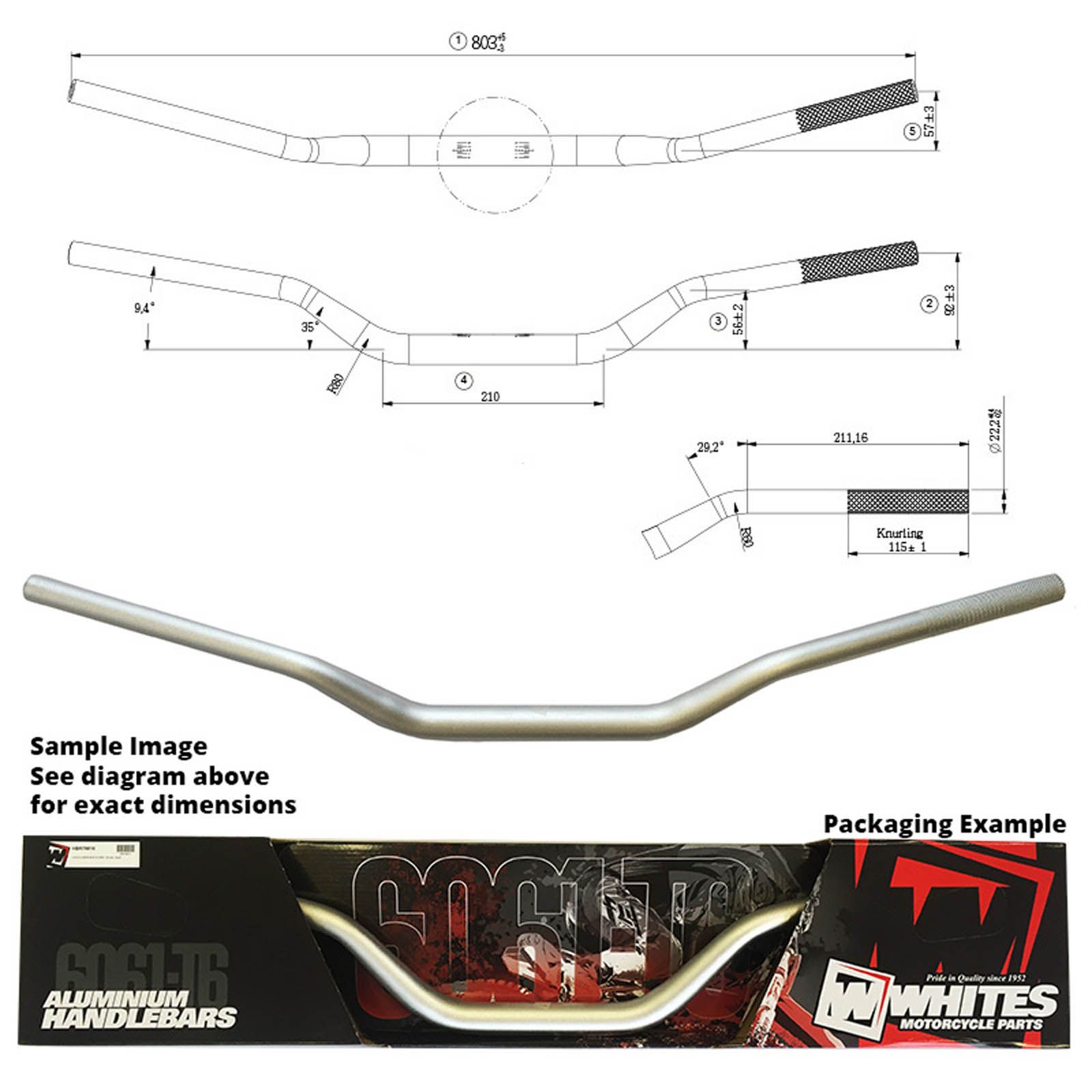 WHITES HANDLEBARS ALLOY 6061 TAPER 1-1/8 (28.6MM) YZ/WR SIL - Image 1
