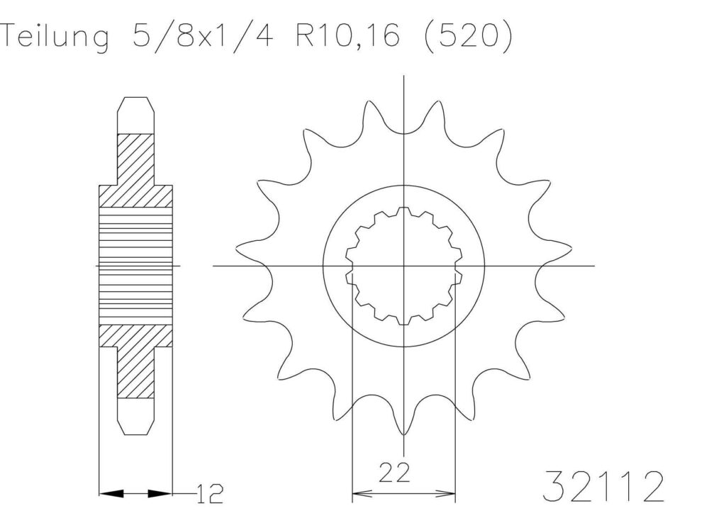 SPROCKET FRONT MOTO MASTER EC125 EC200 EC250 EC300 EC400FSE EC450FSE 12T
