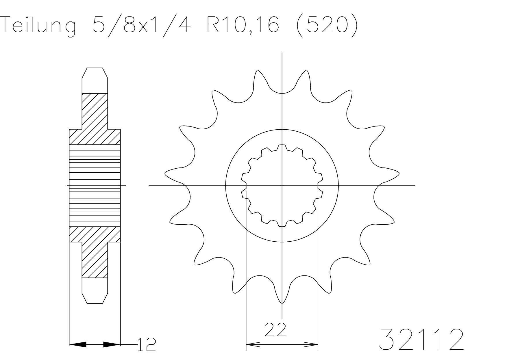 SPROCKET FRONT MOTO MASTER EC125 EC200 EC250 EC300 EC400FSE EC450FSE 12T - Image 1
