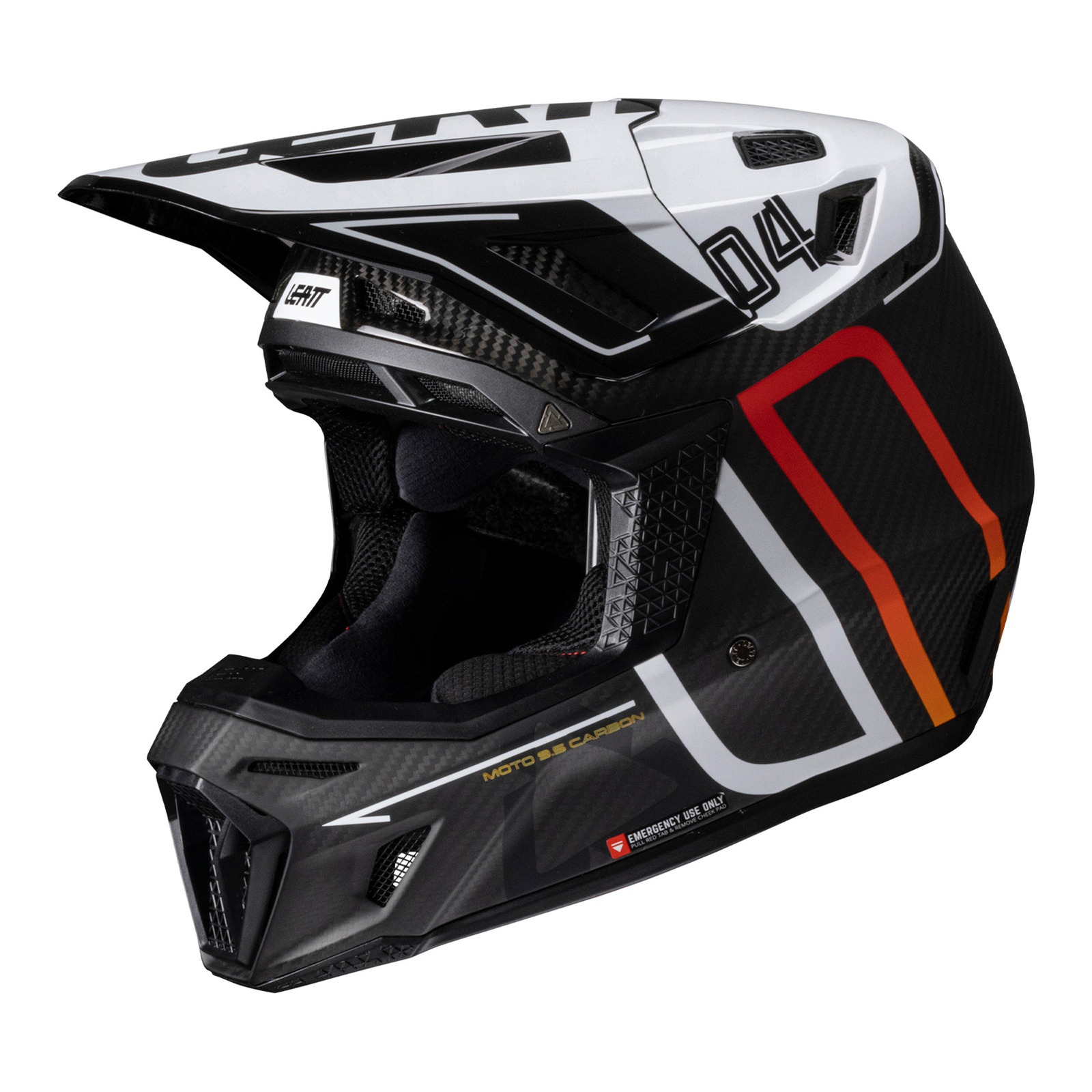 Leatt 9.5 Motocross Helmet Kit - Carbon / White - Image 2