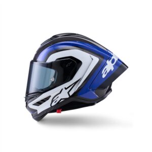 Alpinestars Supertech R10 Helmet Arius Black/White/Blue Gloss - Image 2