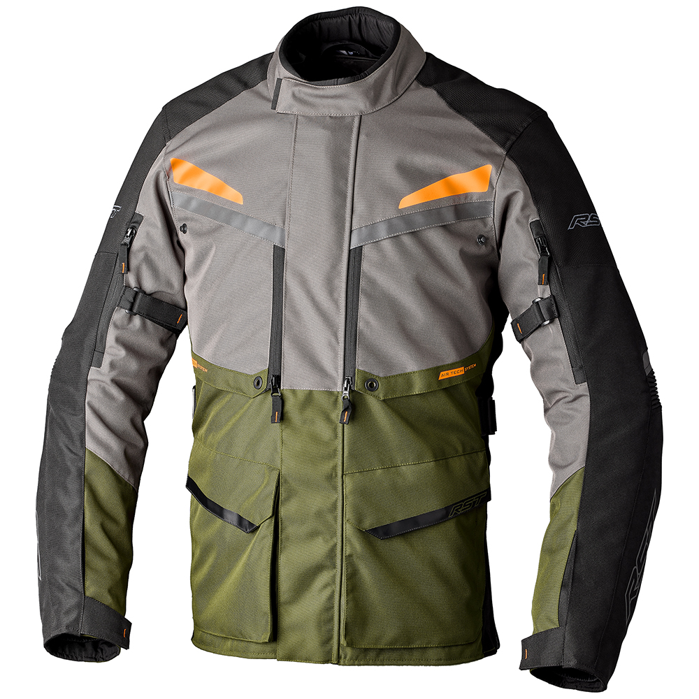 RST Maverick EVO CE Textile Road Jacket Khaki/Grey/Orange