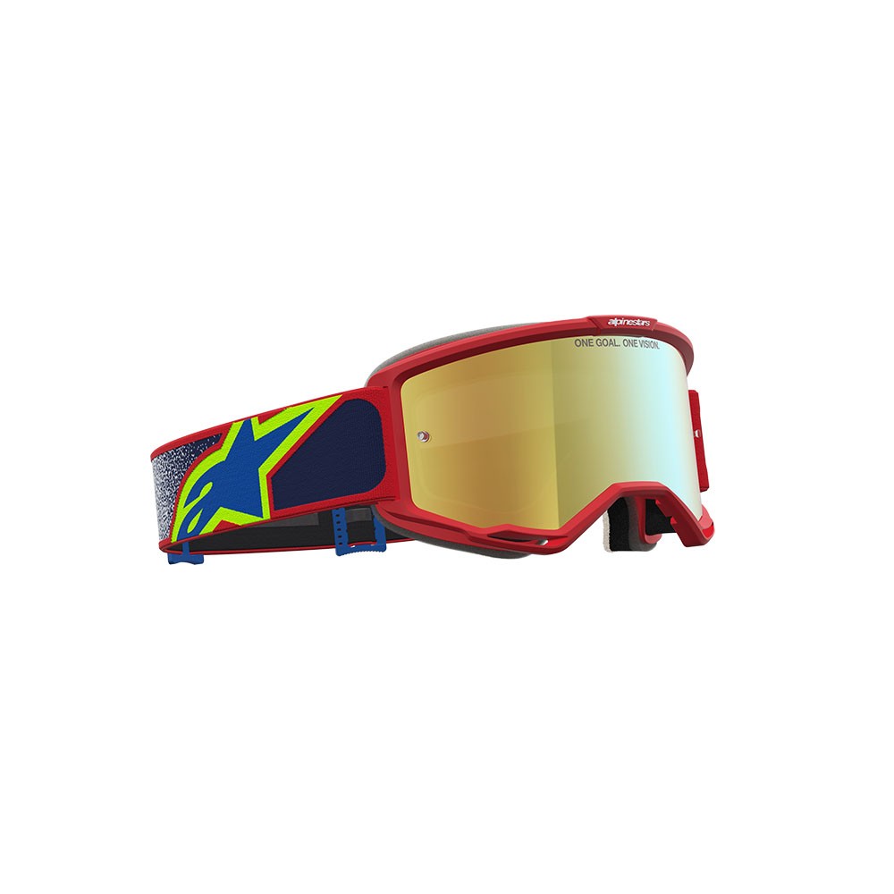 Alpinestars Vision 5 Drag Motocross Goggles Red/Blue Mirror Gold Lens