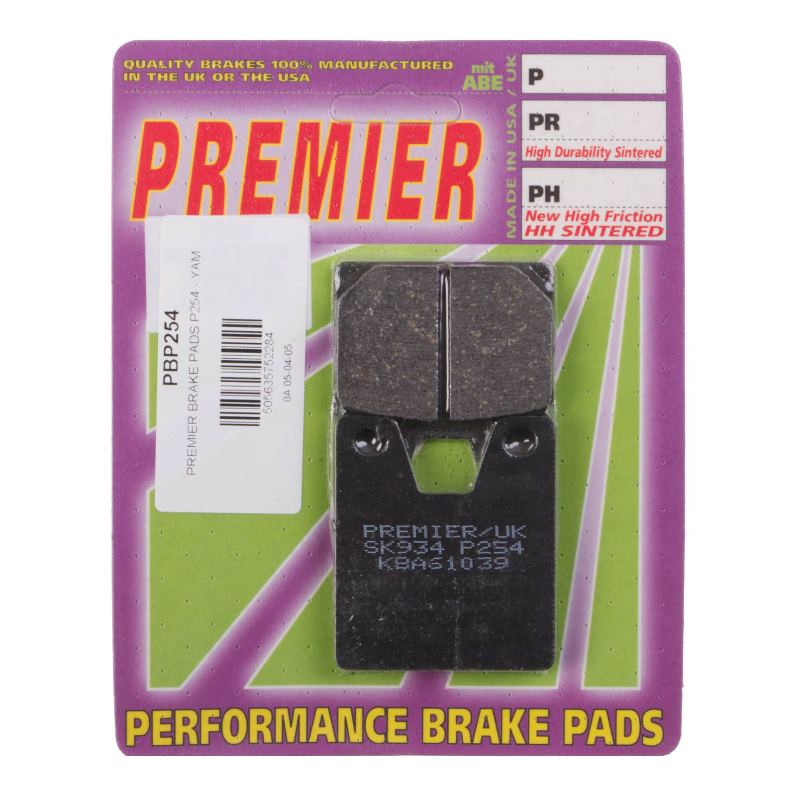 PREMIER BRAKE PADS P254 - YAM - Image 1