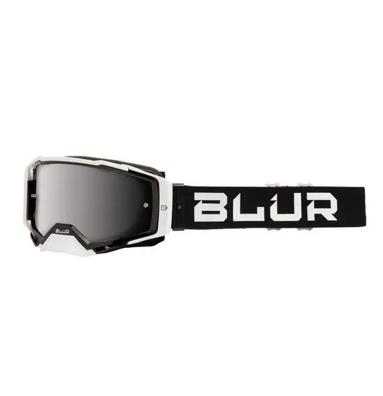 Blur B-40 Motocross Goggles Black/White With Silver Lens