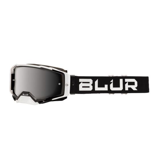 Blur B-40 Motocross Goggles Black/White With Silver Lens - Image 2