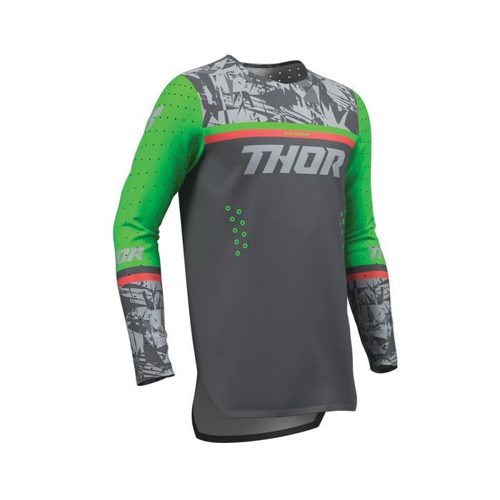 Thor Sportmode Punked Motocross Jersey Youth Charcoal/Green - Image 1