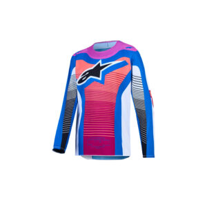 Alpinestars Youth Supertech Maven Motocrss Jersey White/Hot Coral/Blithe Blue - Image 1