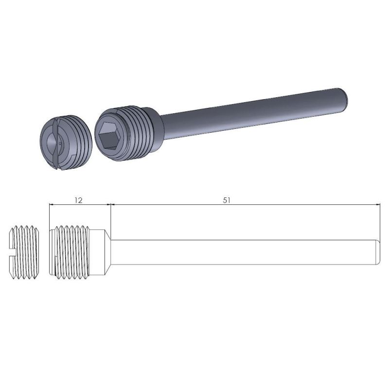 BRAKE PAD PIN MOTO MASTER STAINLESS STEEL 51MM UNTHREADED PART - Image 1