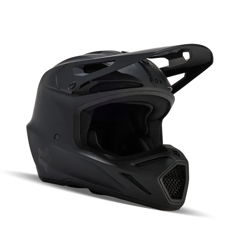 Fox V3 Solid Motocross Helmet Youth Matte Black