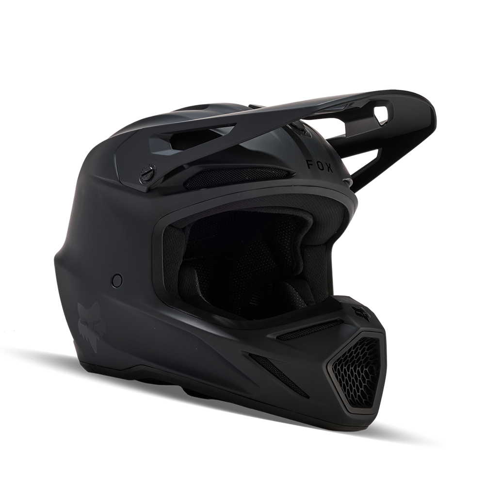 Fox V3 Solid Motocross Helmet Youth Matte Black - Image 1