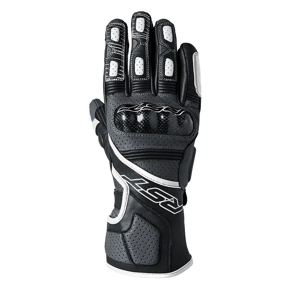 RST Fulcrum CE Leather Road Gloves Grey/White/Black