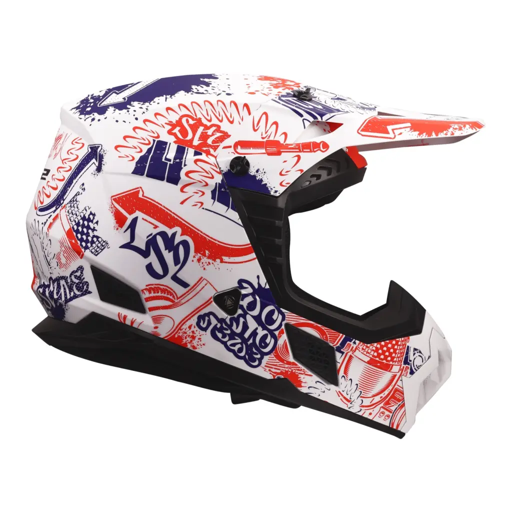 LS2 MX706J Coz Fantasy Motocross Helmet Youth Matte White/Red/Blue