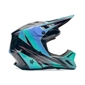 Fox V3 RS Canvas Motocross Helmet Aqua Blue - Image 1