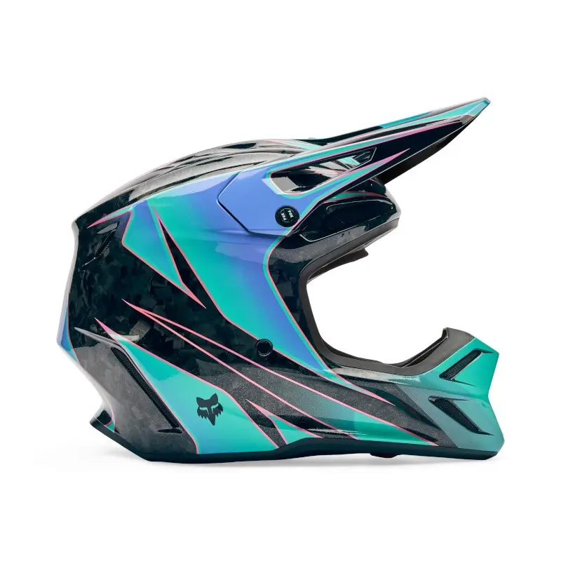 Fox V3 RS Canvas Motocross Helmet Aqua Blue