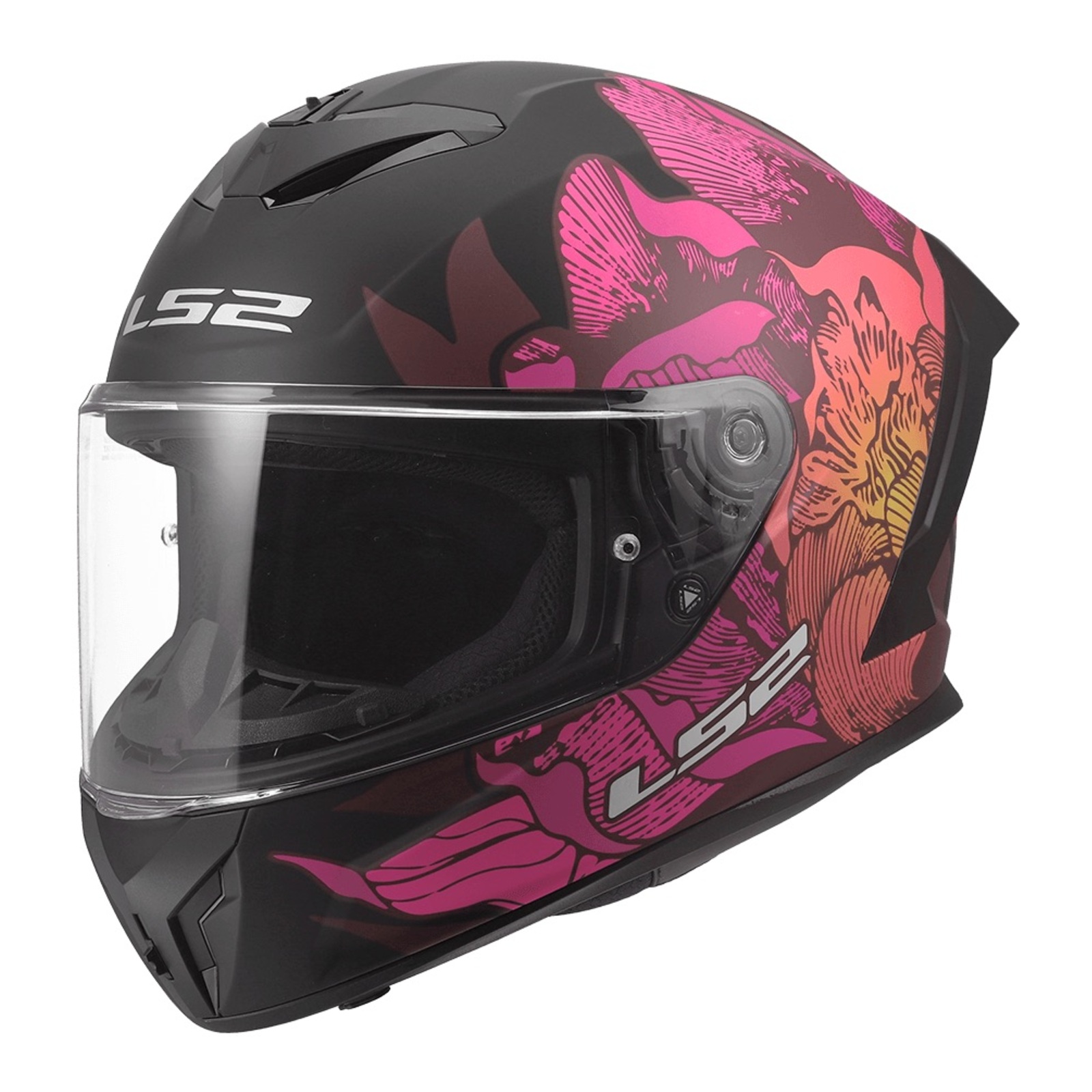 LS2 FF820 Rapid III Poppies II Road Helmet Black/Pink - Image 1