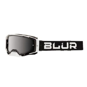 Blur B-40 Motocross Goggles Black/White With Silver Lens - Image 1