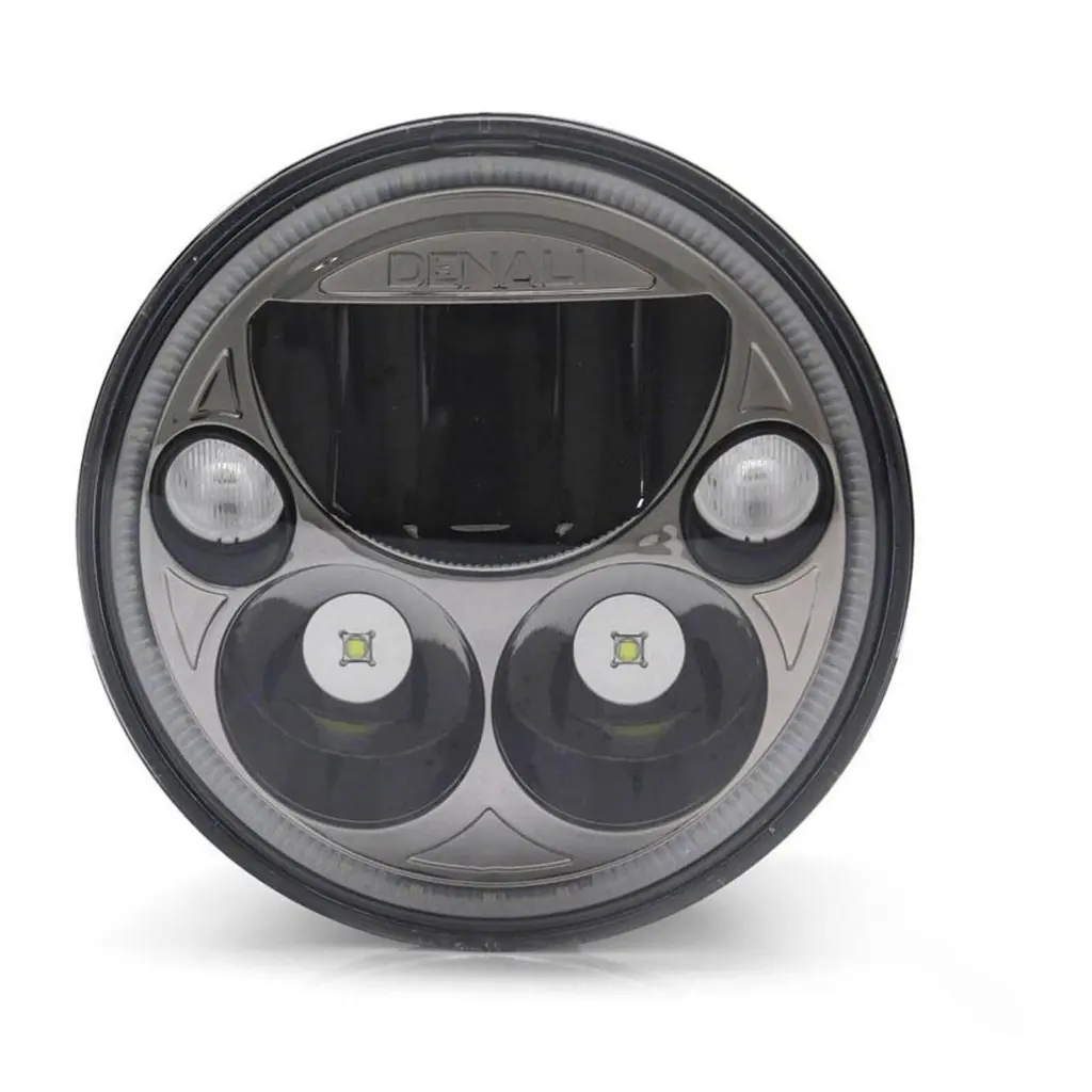 DENALI M5 E-MARK LED HEADLIGHT MODULE, 5.75" ROUND, BLK CHR