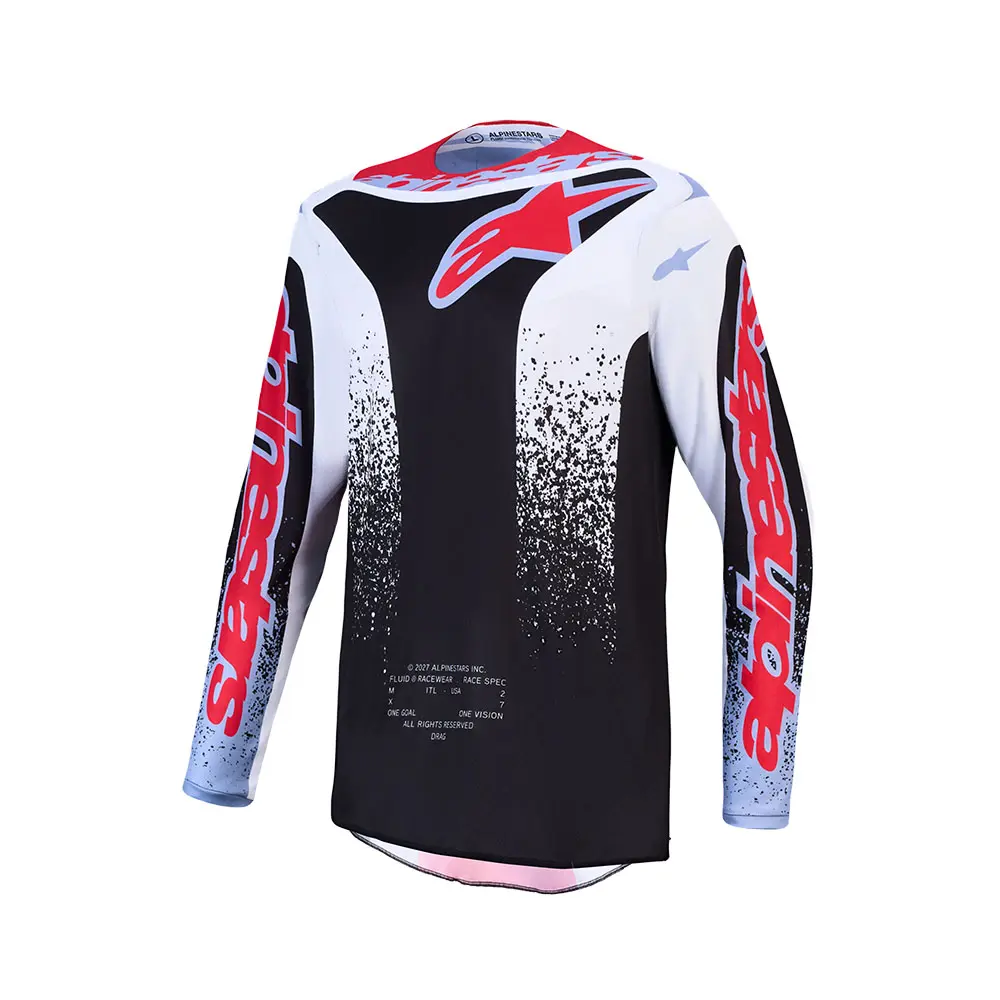 Alpinestars Fluid Drag Motocross Jersey Black/White/Light Blue/Red Fluoro
