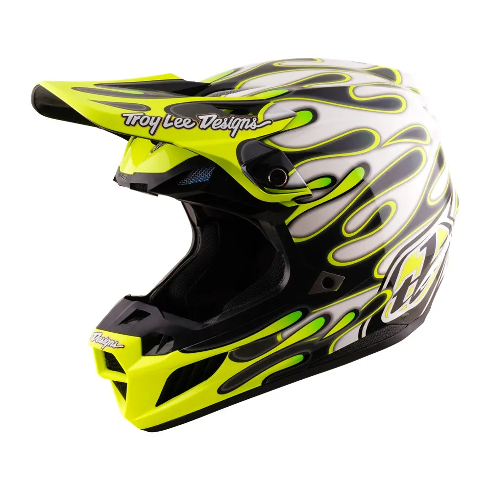 Troy Lee Designs SE5 Composite Overspray Motocross Helmet Charcoal/Flo Yellow
