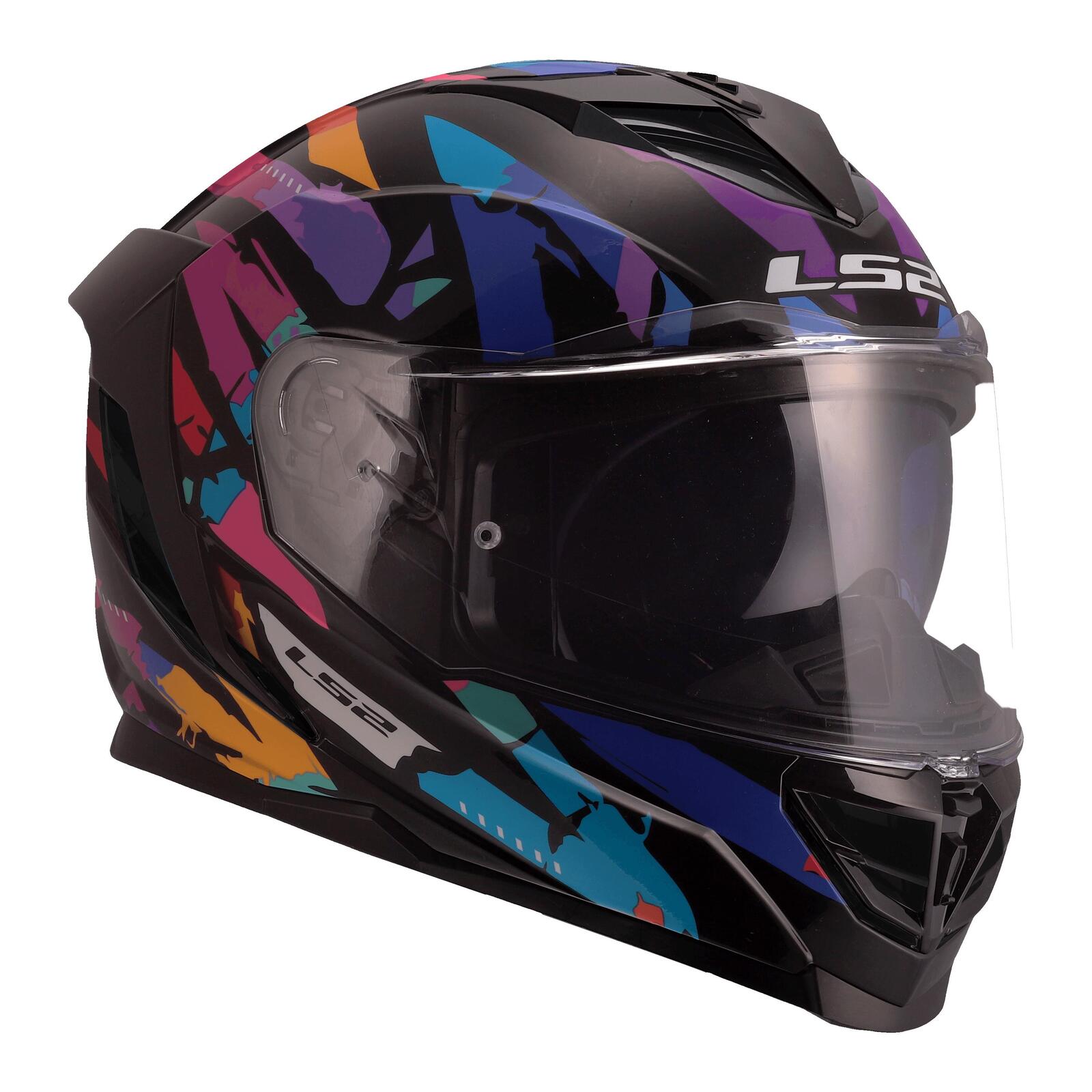 LS2 FF818 Storm III Kaos Road Helmet Black/Purple/Blue - Image 7