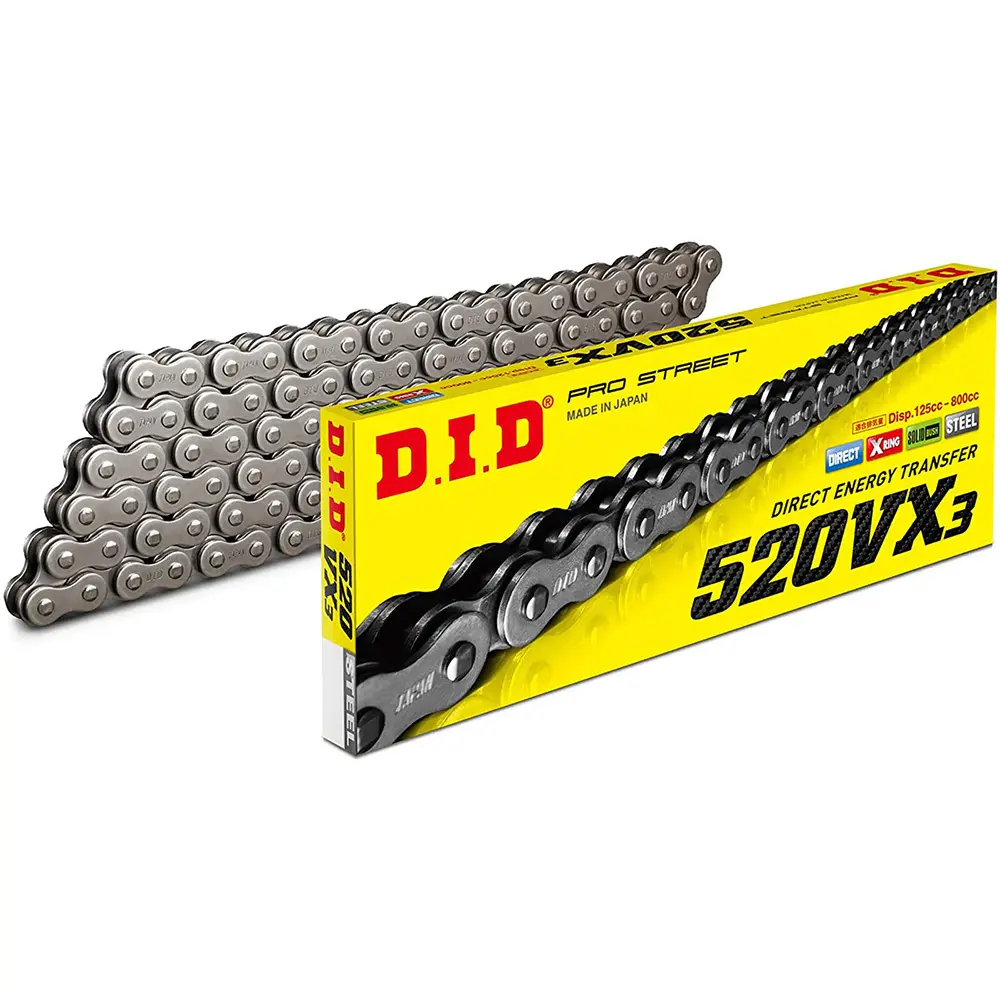 ! 520VX3 x 124FB X'Ring solid bush chain w/ FJ clip link DID