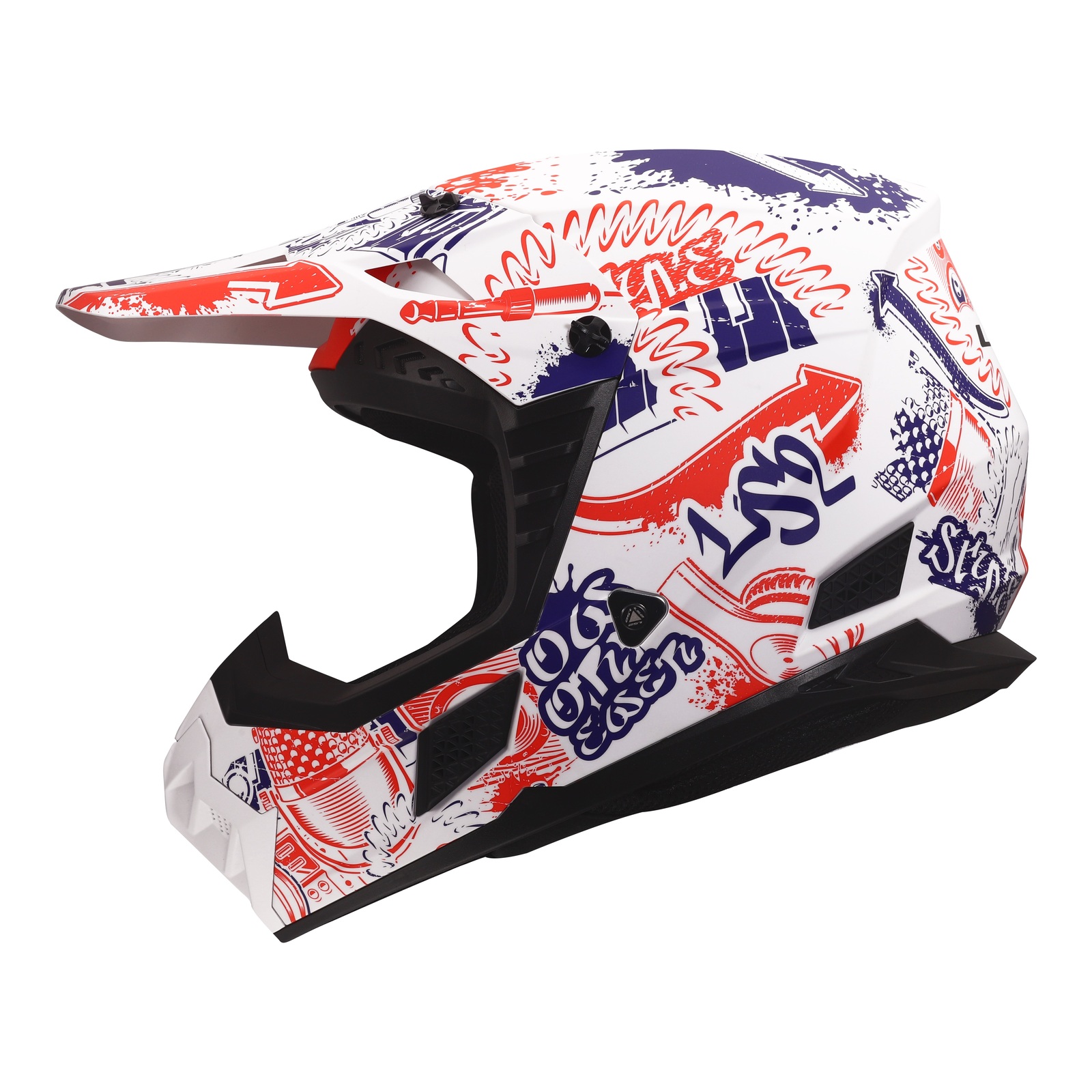 LS2 MX706J Coz Fantasy Motocross Helmet Youth Matte White/Red/Blue - Image 1