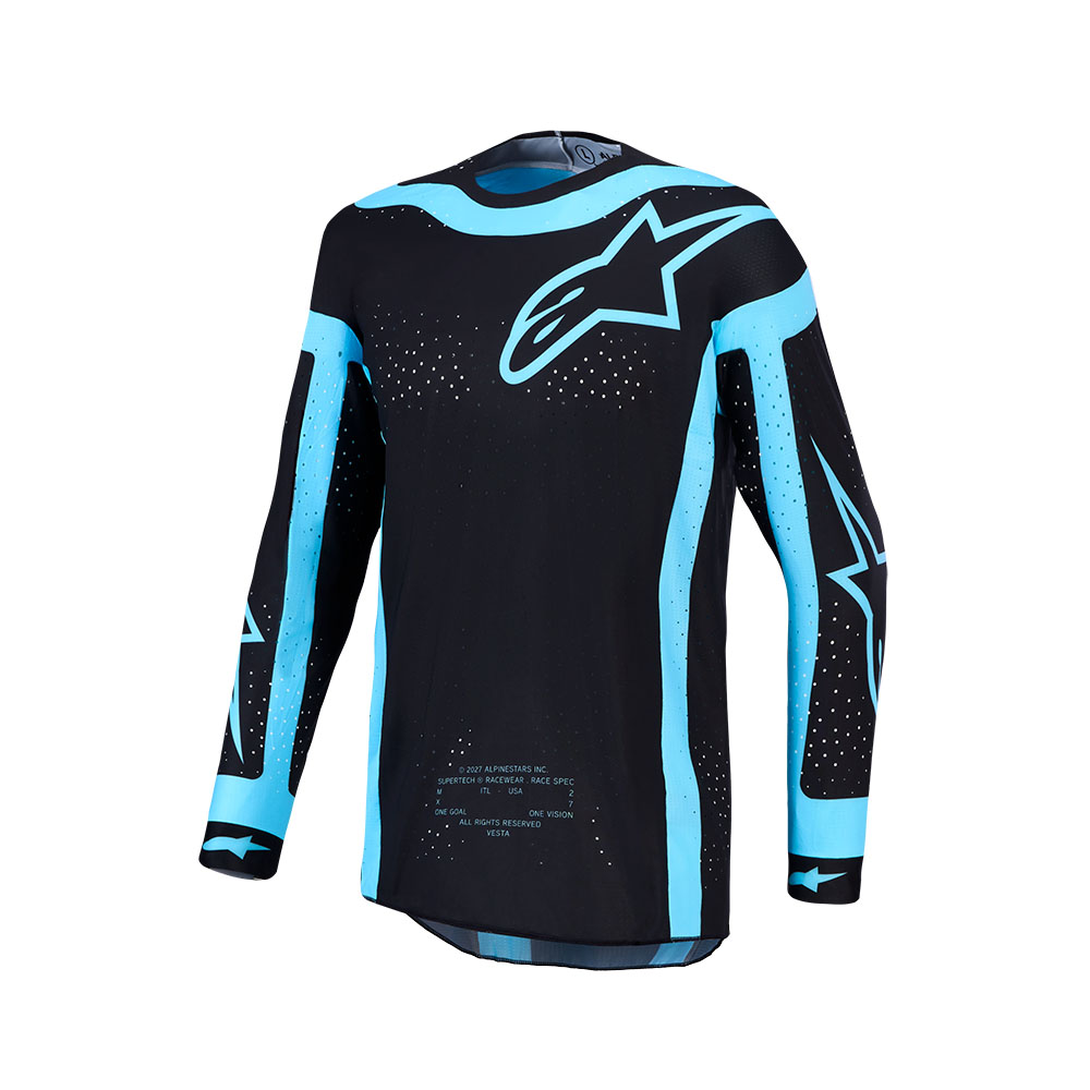 Alpinestars Supertech Vesta Motocross Jersey Black/Turquoise - Image 1