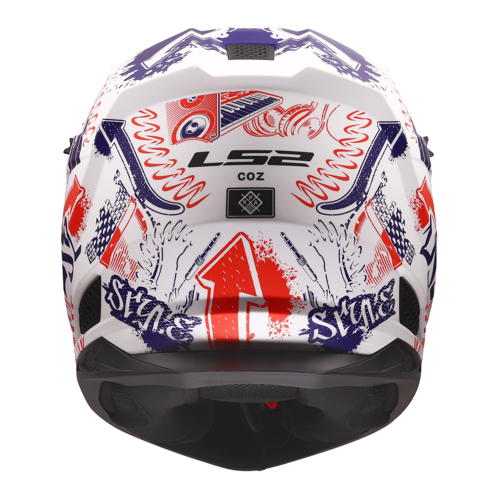 LS2 MX706J Coz Fantasy Motocross Helmet Youth Matte White/Red/Blue - Image 3