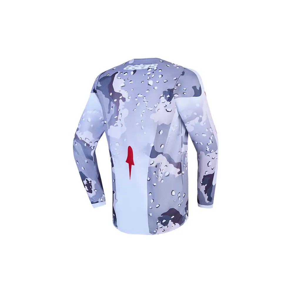 Alpinestars Youth Fluid Lone Motocross Jersey Gray Camo/White/Fire Red