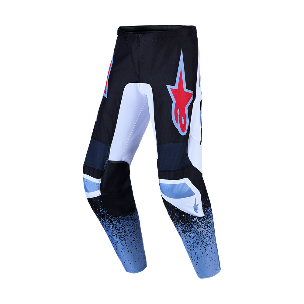 Alpinestars Fluid Drag Motocross Pants Black/White/Light Blue/Red Fluoro - Image 1