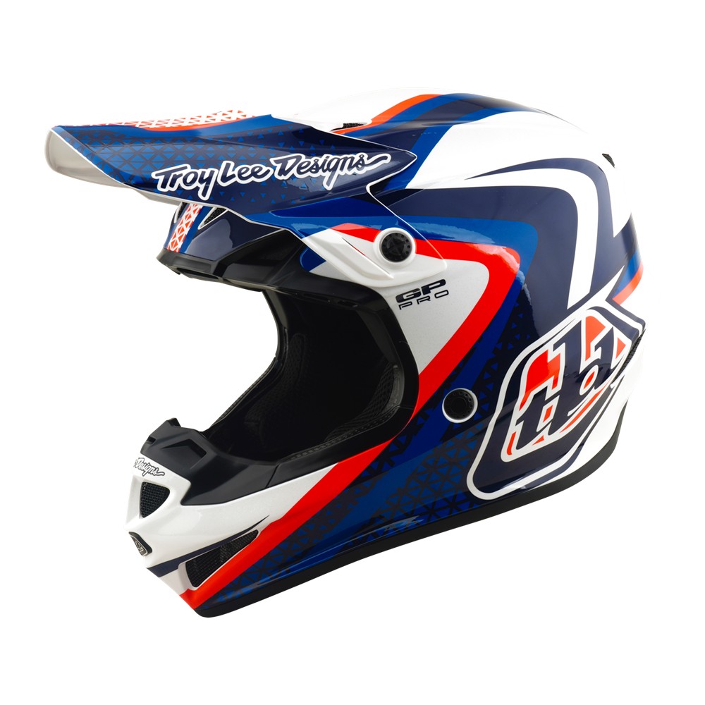 Troy Lee Designs GP Pro Slides Motocross Helmet White/Blue - Image 1