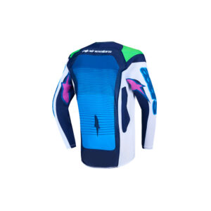 Alpinestars Youth Supertech Maven Motocross Jersey White/Blithe Blue/Green Fluoro - Image 2
