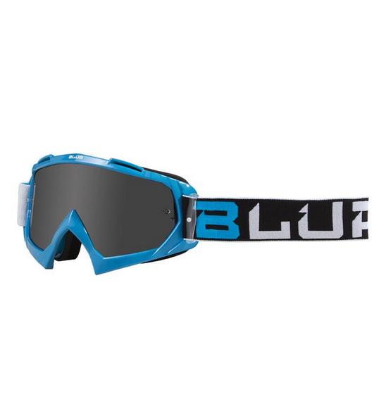 Blur B-10 Two Face Motocross Goggles Blue/Black/White Silver Lens - Image 1