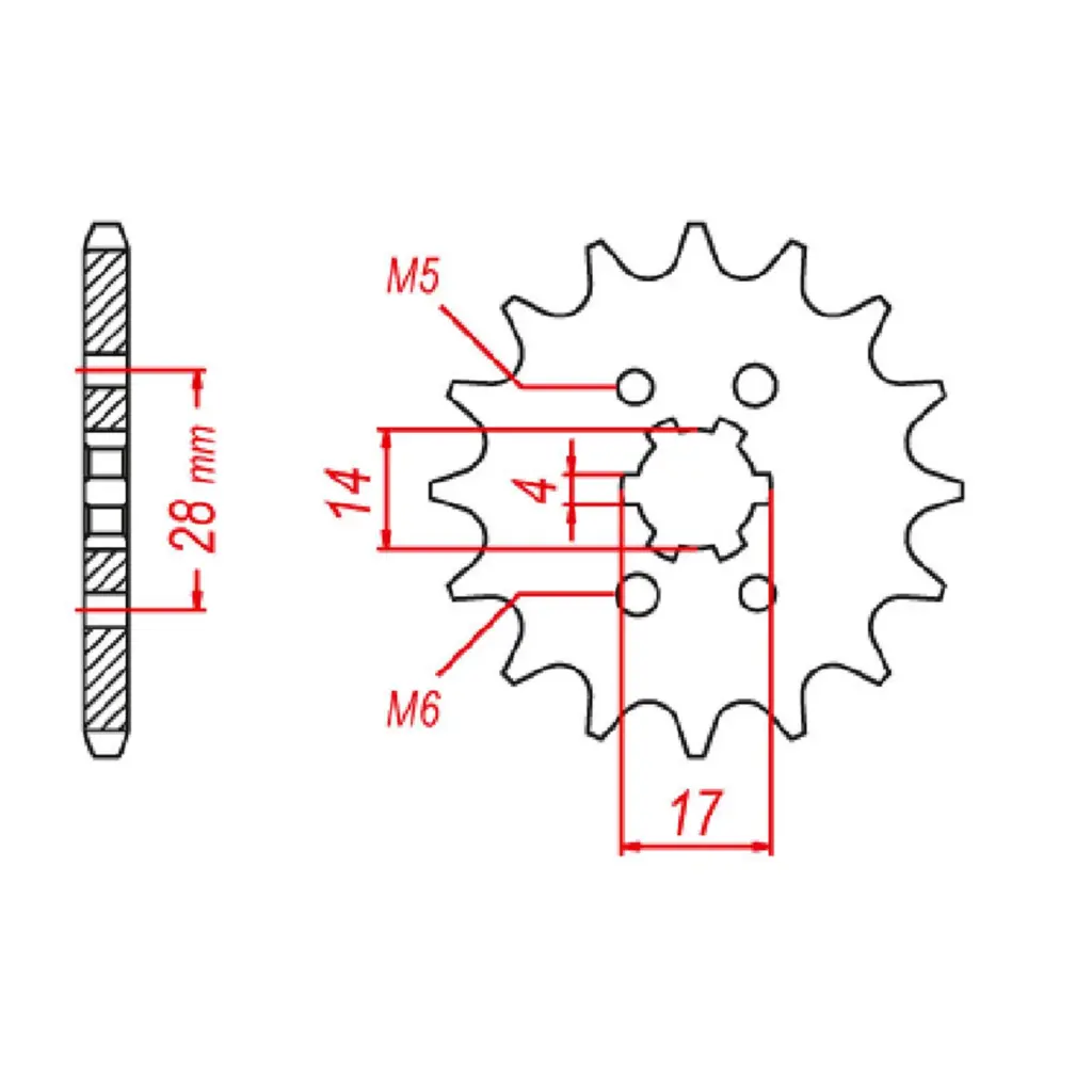 SPKT FRONT OE STEEL 277 14T #428