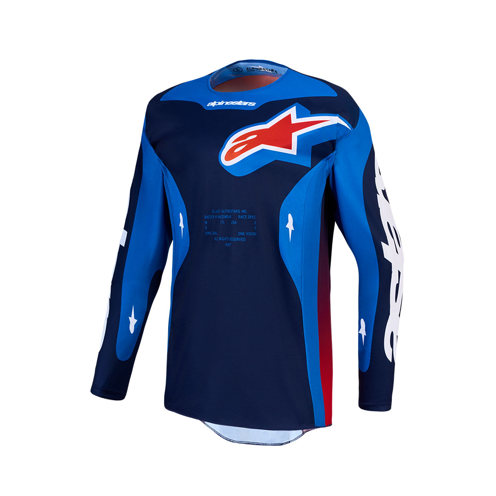 Alpinestars Racer Hunt Motocross Jersey Strong Blue/Deep Blue/Fire Red - Image 1