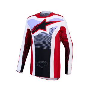 Alpinestars Techstar Maven Motocross Jersey Fire Red/White/Lavender/Black - Image 1