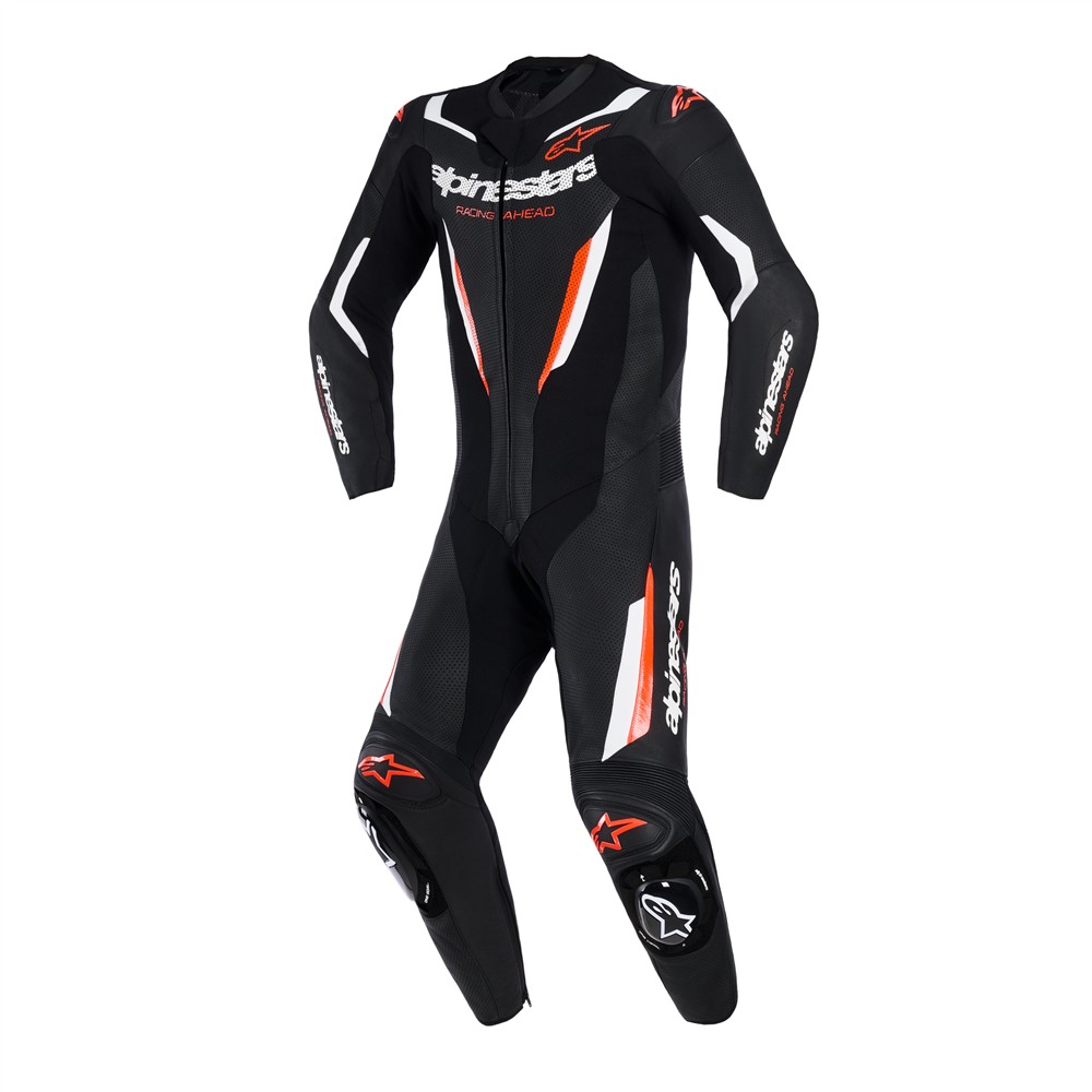GP Force v2 1Pc Leather Suit Black/White/Red Fluoro 58 - Image 1