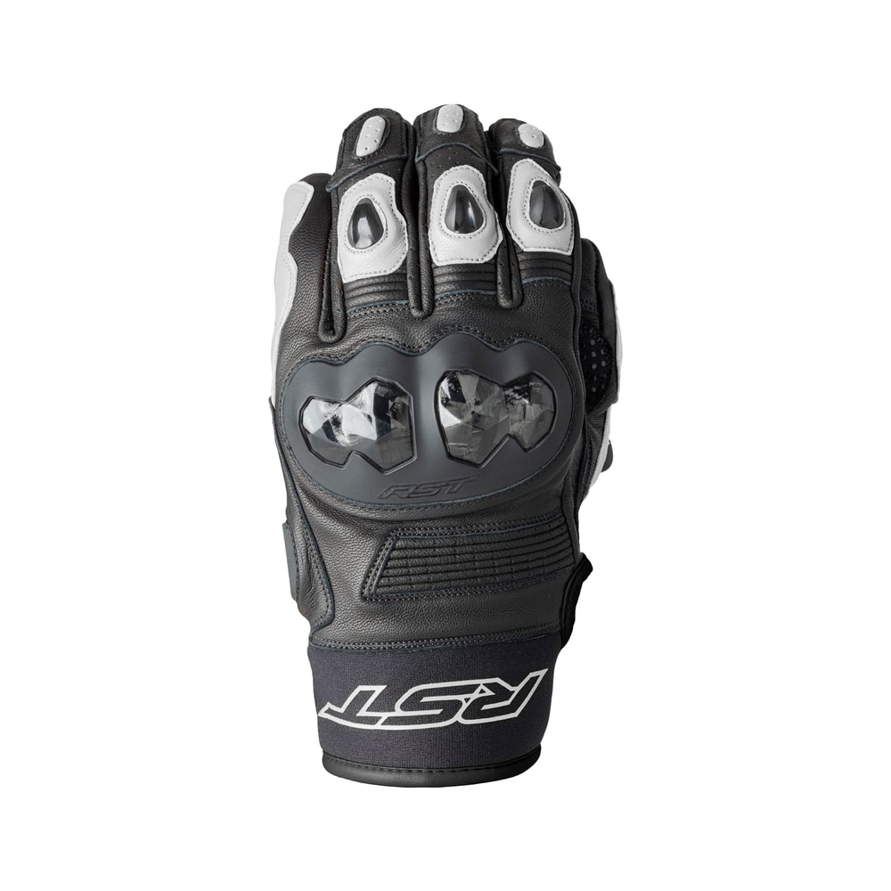 RST Freestyle 3 D3O CE Leather Road Gloves Black/White - Image 1