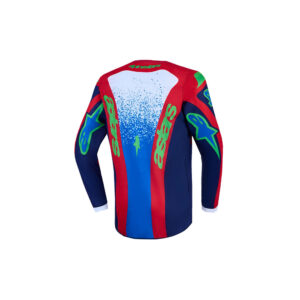 Alpinestars Youth Fluid Drag Motocross Jersey Blue/Navy/Fire Red/White - Image 2
